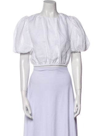 Dissh Linen Crew Neck Crop Top