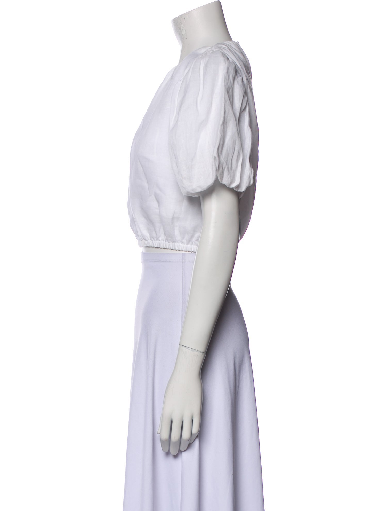 Dissh Linen Crew Neck Crop Top