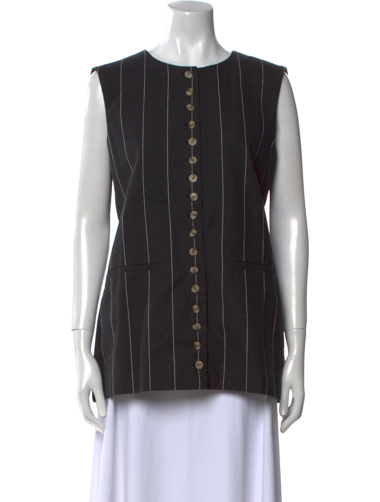 Dissh Striped Crew Neck Button-Up Top w/ Tags