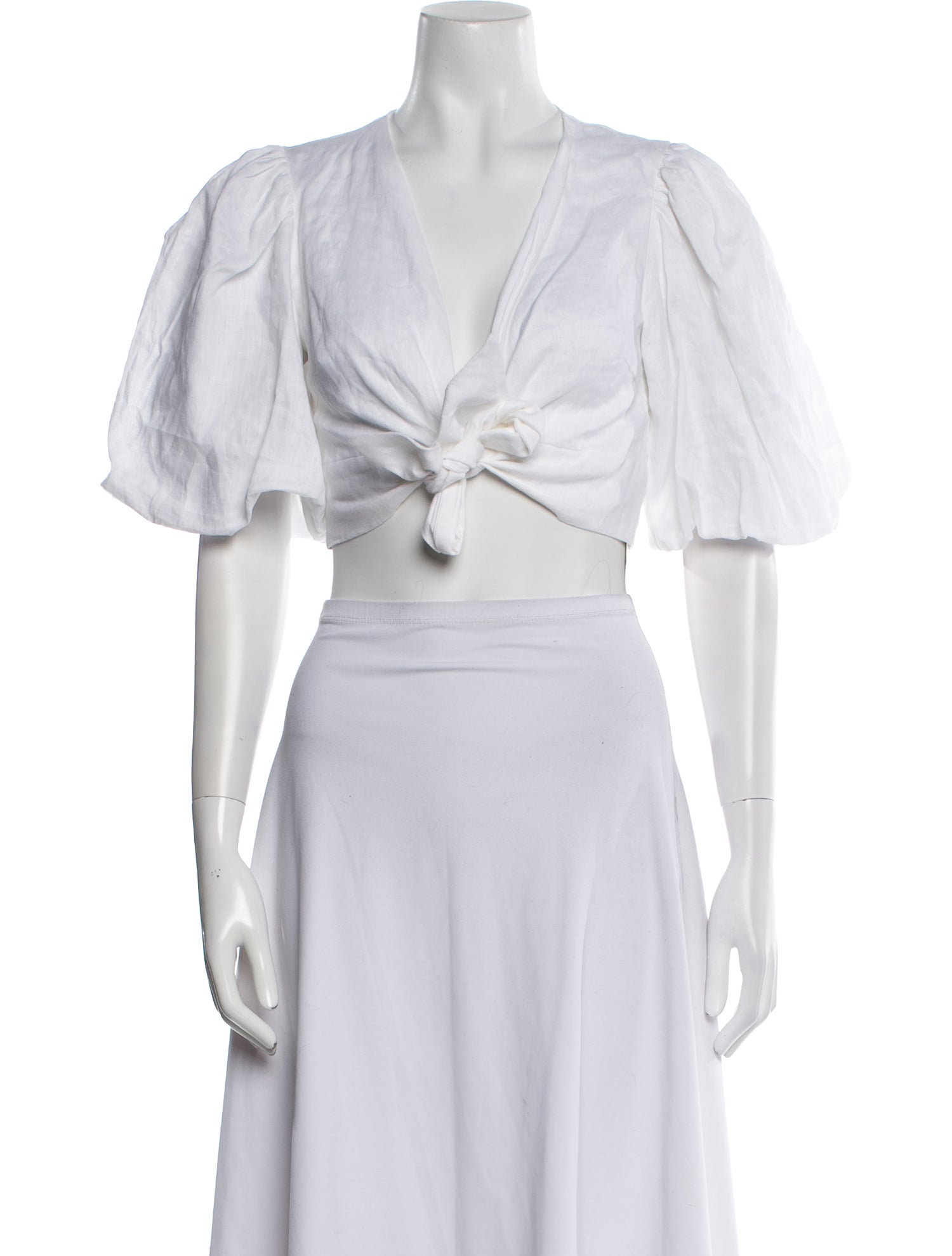 Dissh Linen V-Neck Crop Top