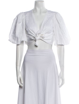 Dissh Linen V-Neck Crop Top