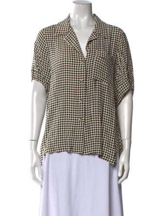 Dissh Plaid Print Short Sleeve Button-Up Top