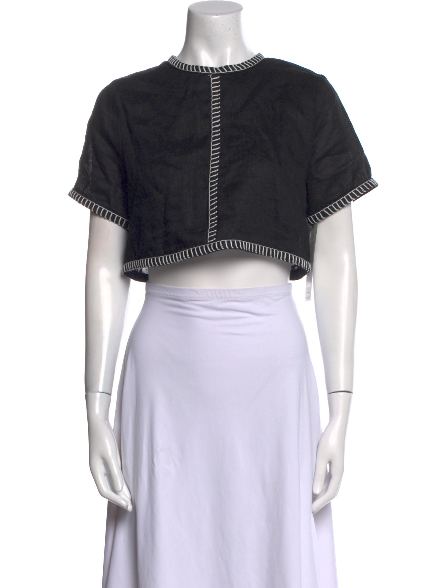 Dissh Linen Crew Neck Crop Top