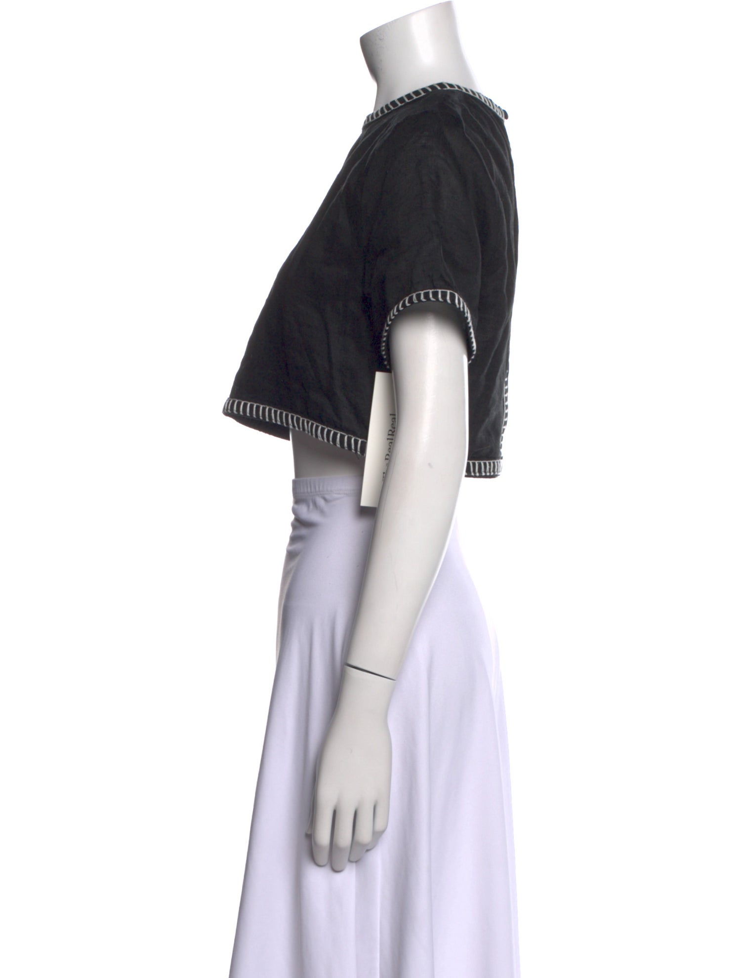 Dissh Linen Crew Neck Crop Top