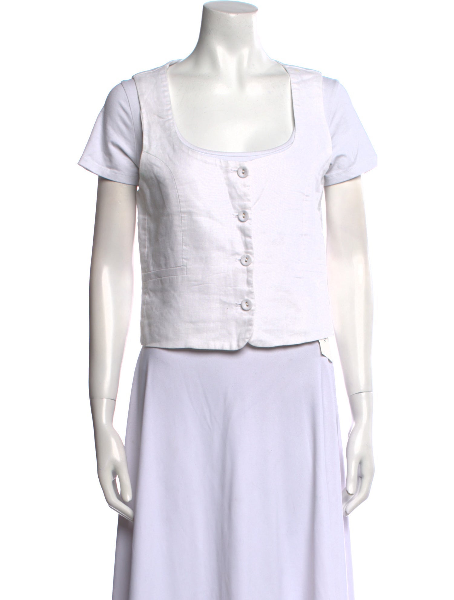Dissh Linen Square Neckline Crop Top