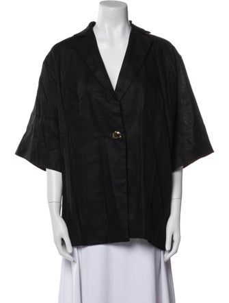 Dissh Linen Short Sleeve Button-Up Top