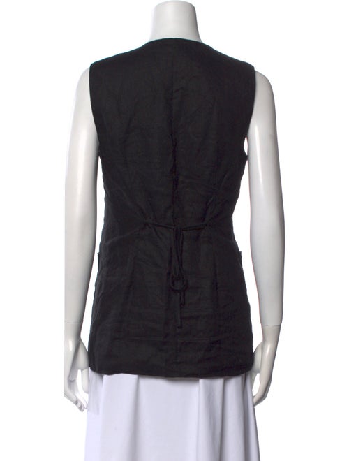 Dissh Linen Crew Neck Button-Up Top