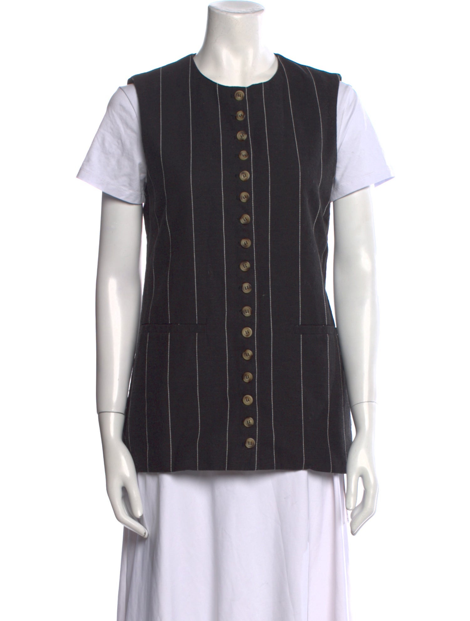 Dissh Linen Striped Button-Up Top