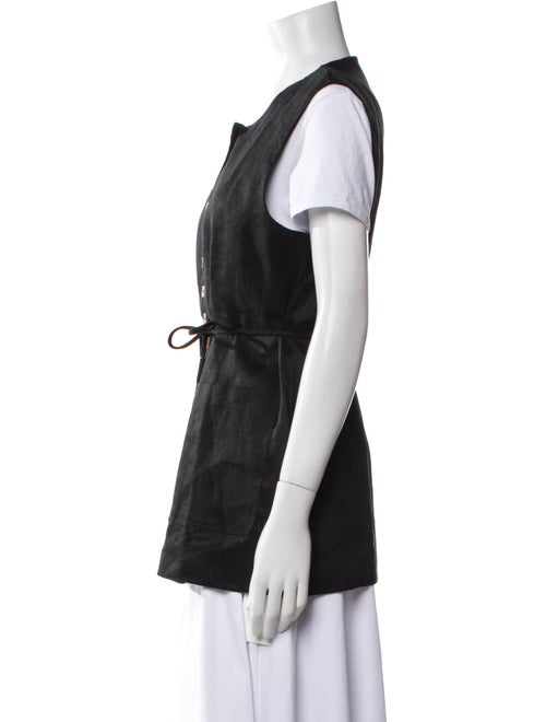 Dissh Linen Crew Neck Button-Up Top