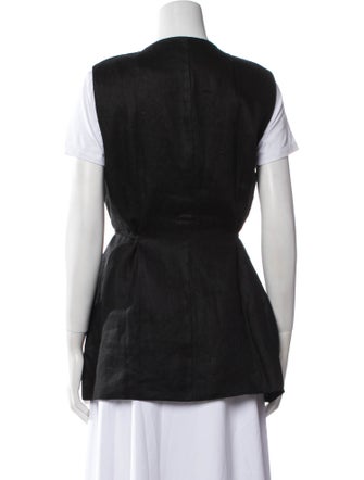 Dissh Linen Crew Neck Button-Up Top