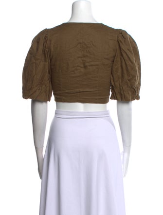 Dissh Linen V-Neck Crop Top