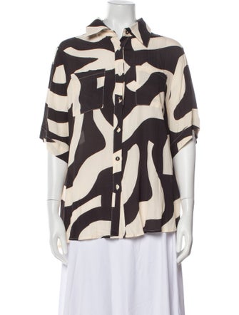 Dissh Printed Three-Quarter Sleeve Button-Up Top