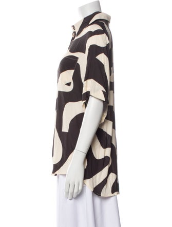 Dissh Printed Three-Quarter Sleeve Button-Up Top