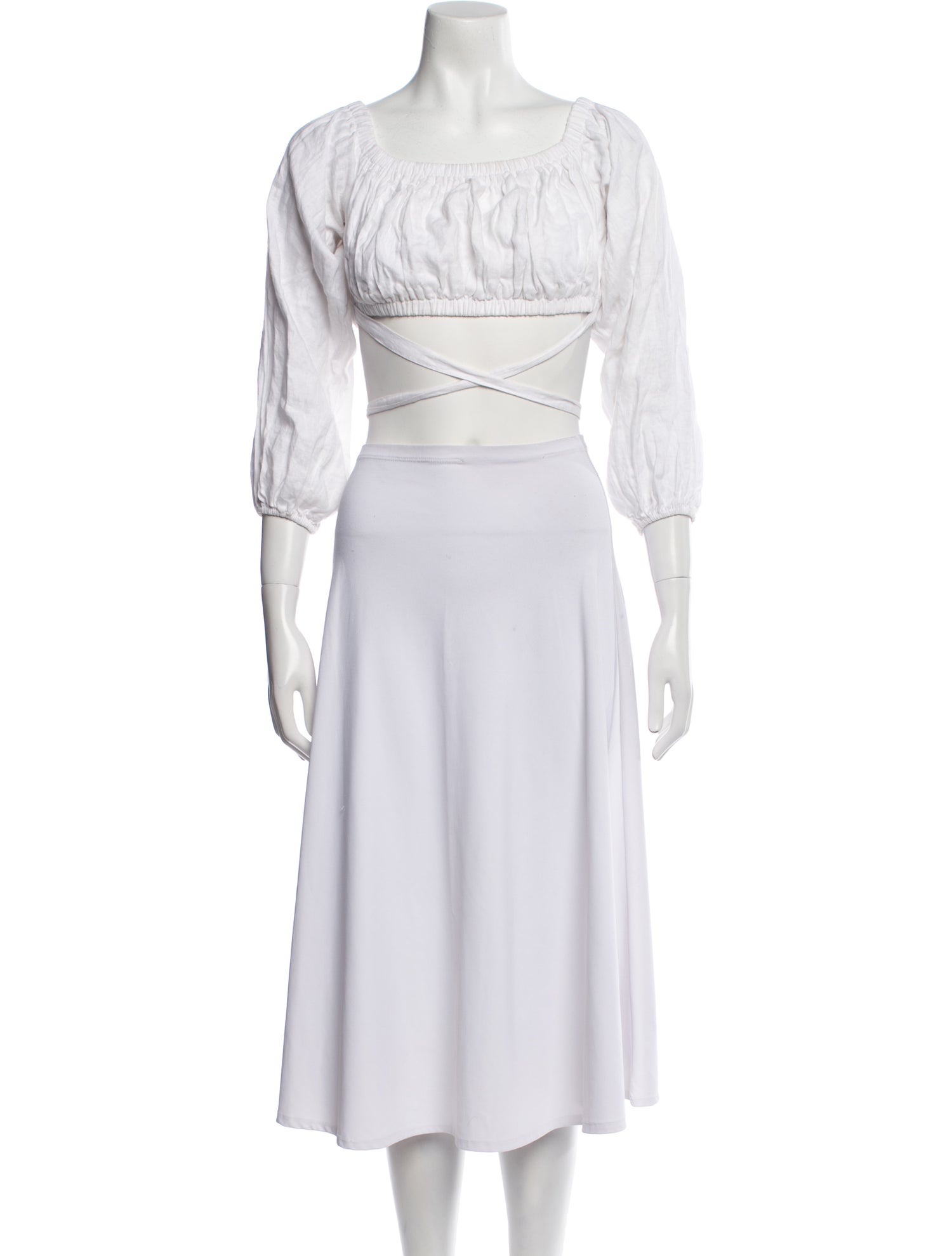 Dissh Linen Square Neckline Crop Top