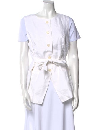 Dissh Linen Scoop Neck Button-Up Top