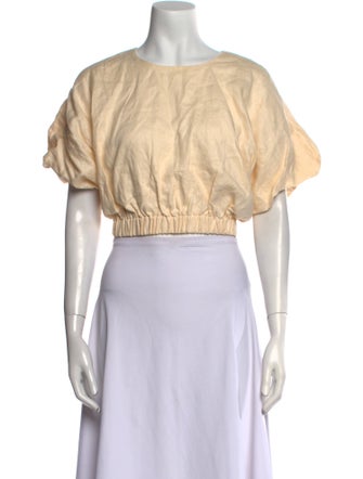 Dissh Linen Scoop Neck Crop Top