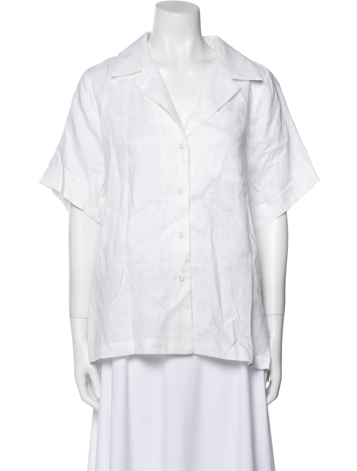Dissh Linen Short Sleeve Button-Up Top