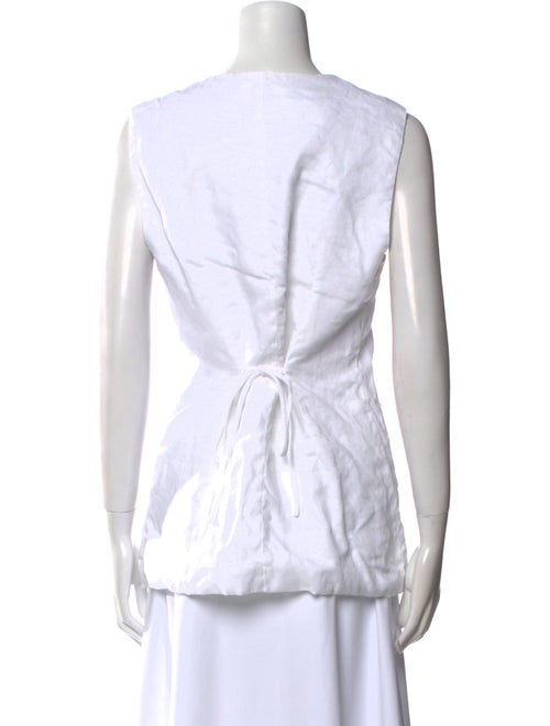 Dissh Linen Crew Neck Button-Up Top