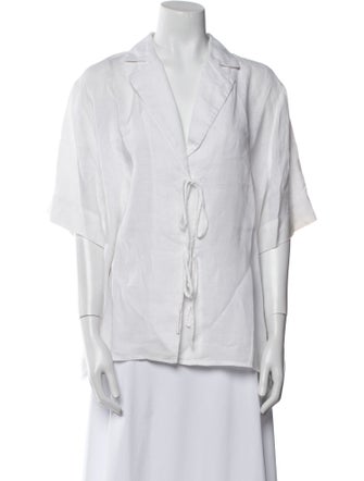 Dissh Linen V-Neck Button-Up Top