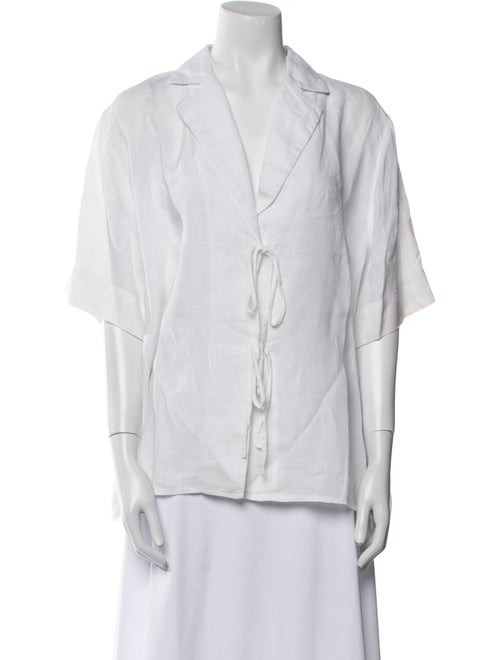 Dissh Linen V-Neck Button-Up Top