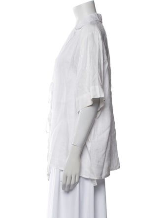 Dissh Linen V-Neck Button-Up Top