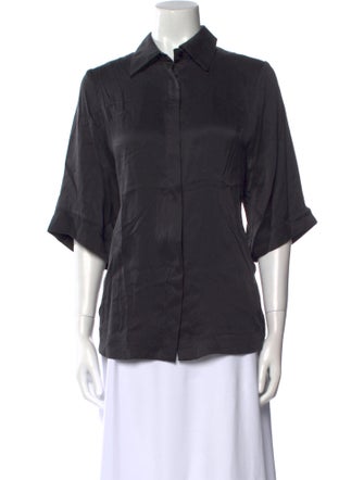 Dissh Silk Three-Quarter Sleeve Button-Up Top
