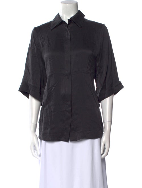 Dissh Silk Three-Quarter Sleeve Button-Up Top