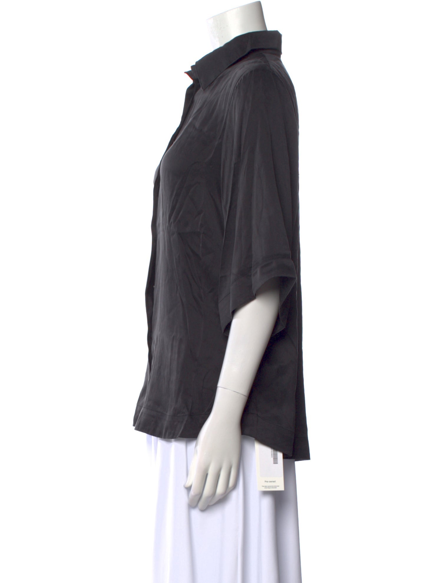 Dissh Silk Three-Quarter Sleeve Button-Up Top