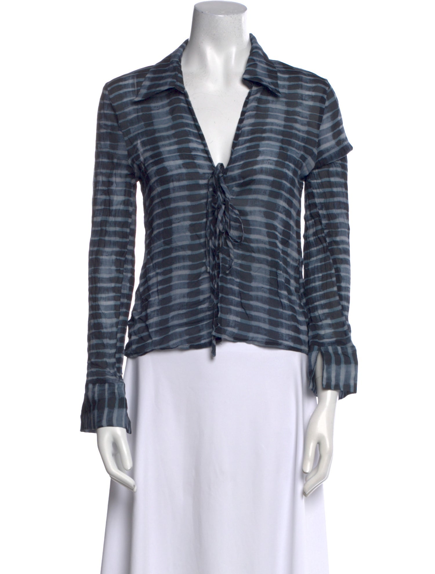 Dissh Plaid Print Long Sleeve Blouse