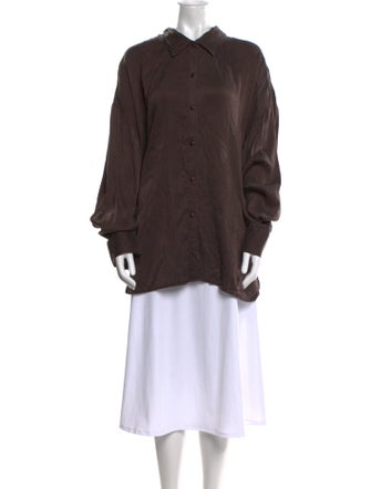 Dissh Silk Long Sleeve Button-Up Top