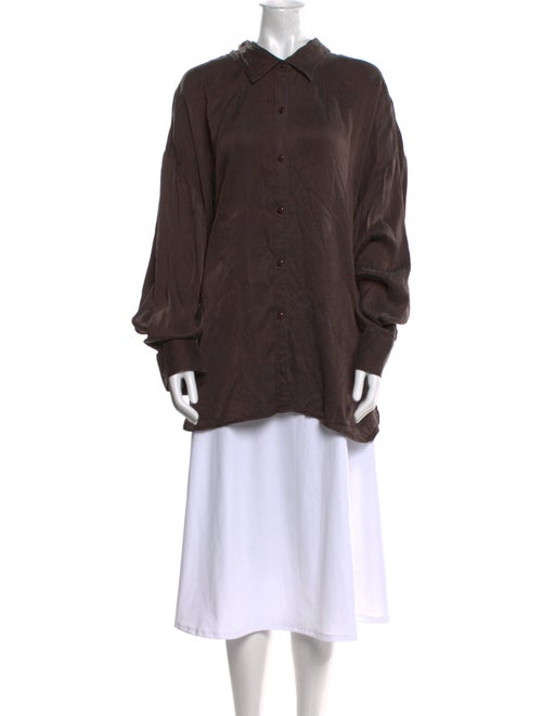 Dissh Silk Long Sleeve Button-Up Top