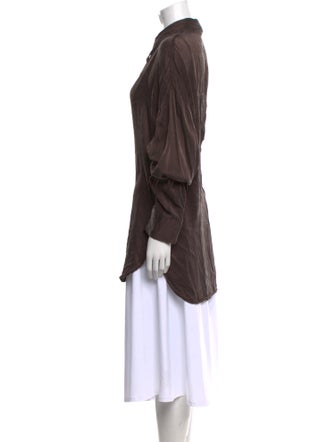 Dissh Silk Long Sleeve Button-Up Top