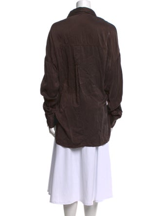 Dissh Silk Long Sleeve Button-Up Top