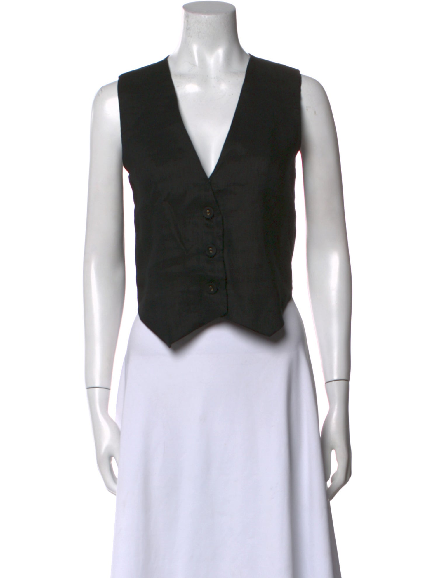 Dissh Linen V-Neck Crop Top