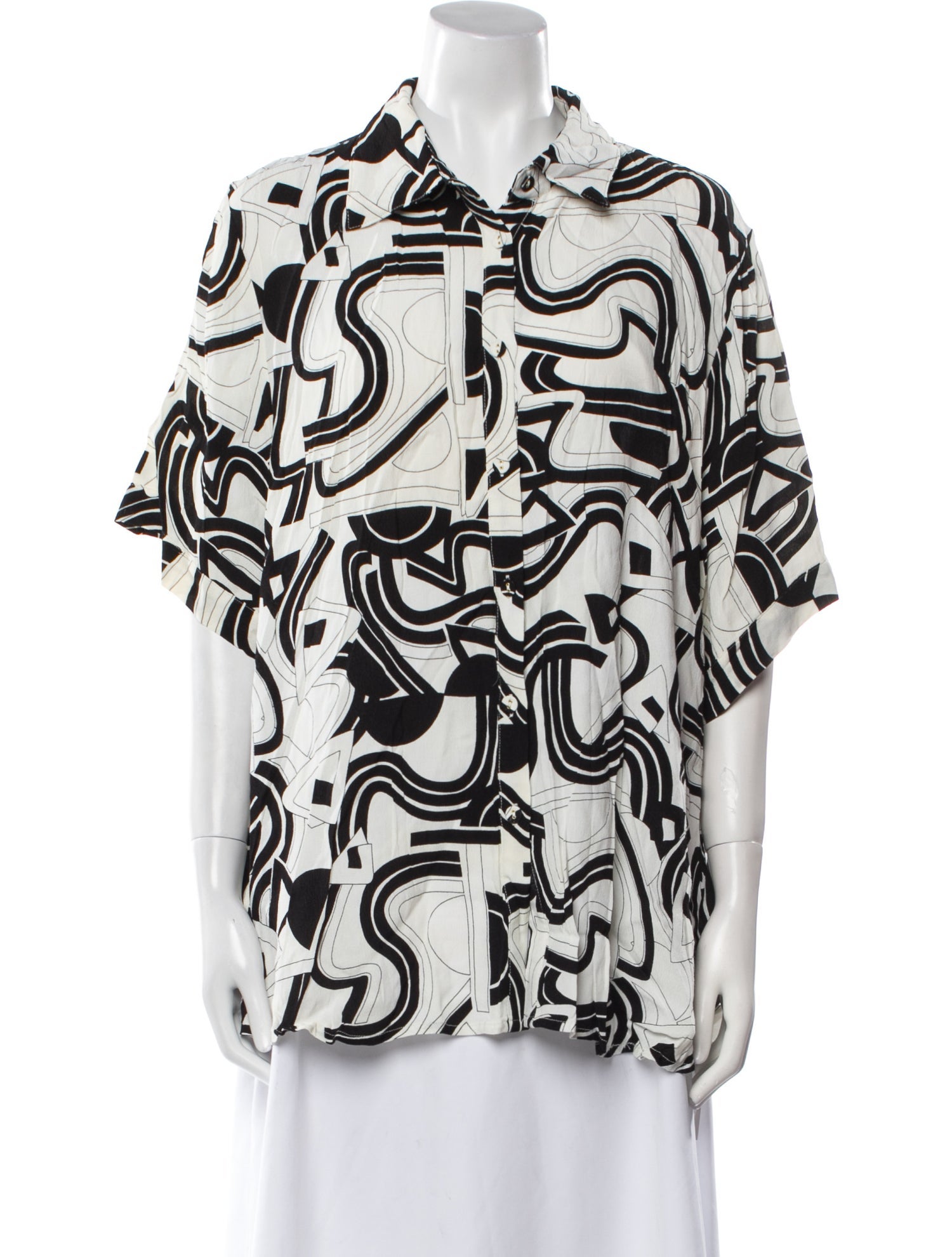 Dissh Printed Short Sleeve Button-Up Top