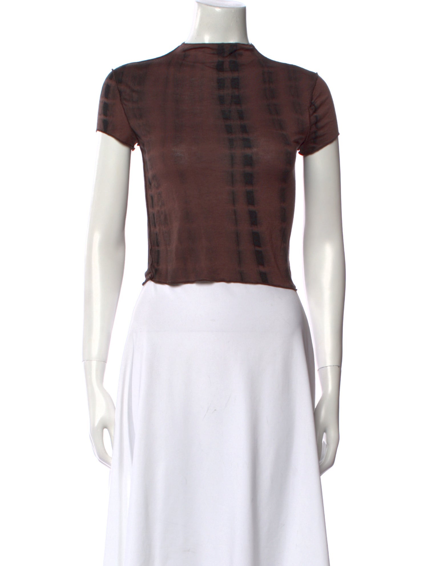 Dissh Plaid Print Mock Neck Crop Top