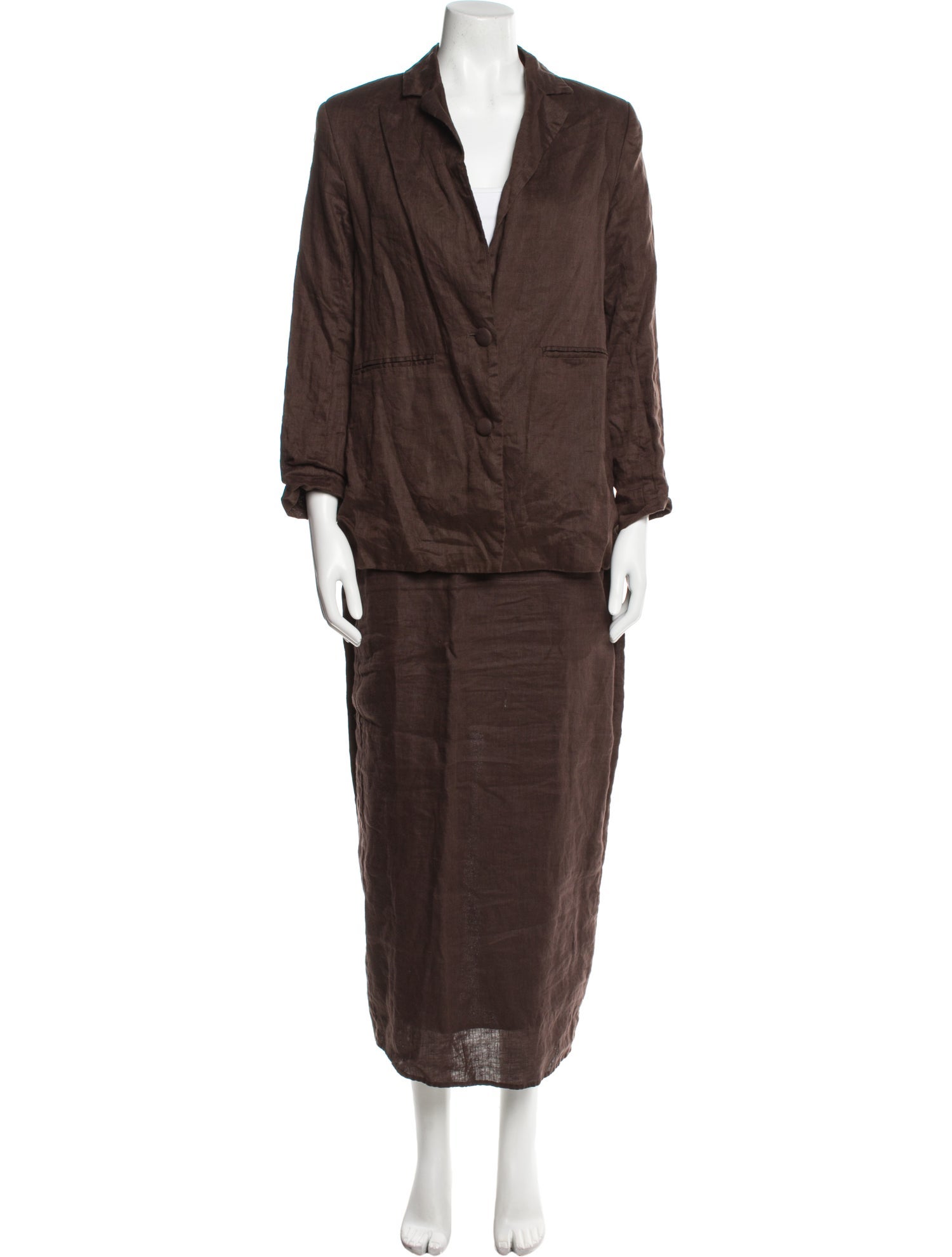 Dissh Linen Ruffle Embellishment Skirt Set