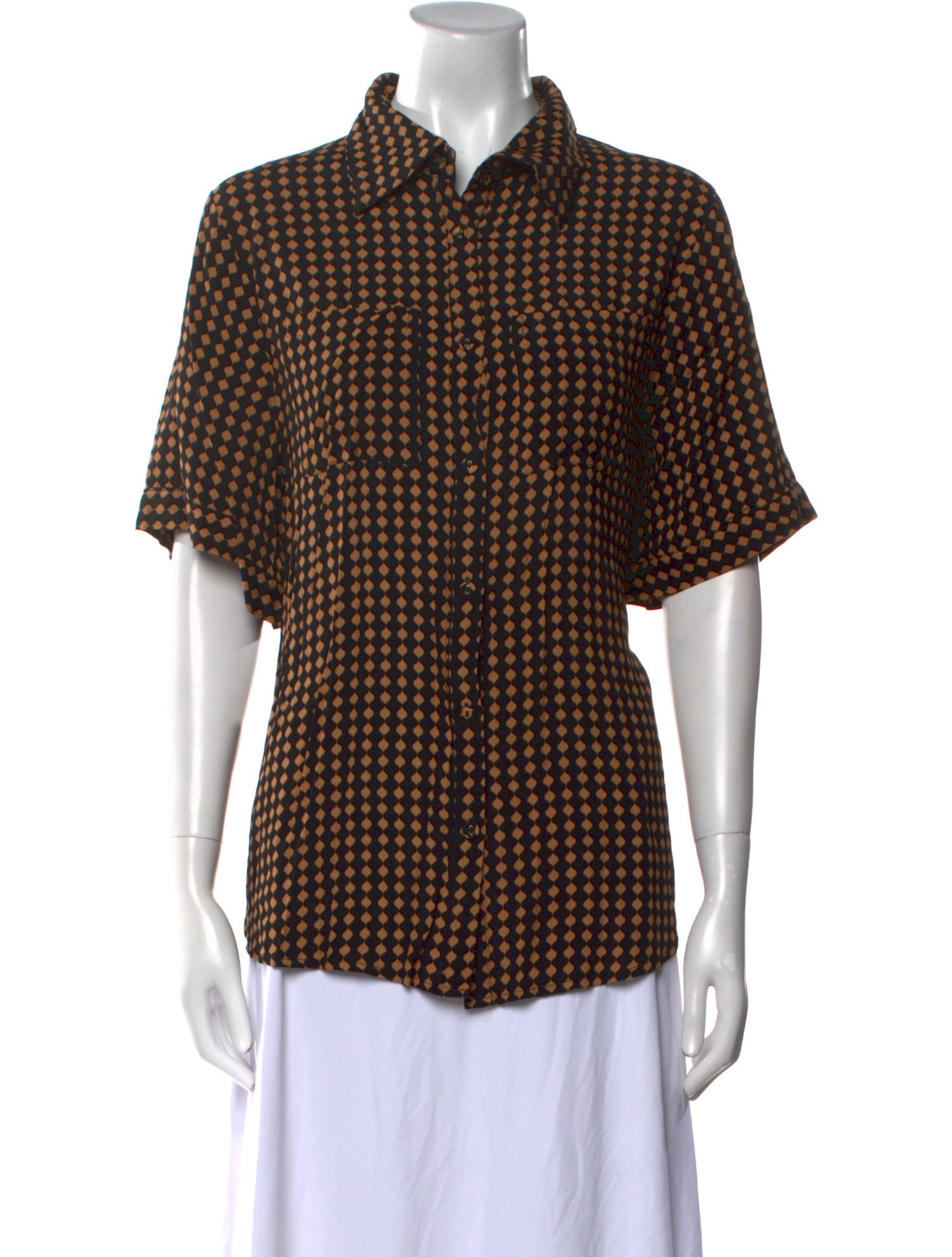 Dissh Printed Short Sleeve Button-Up Top