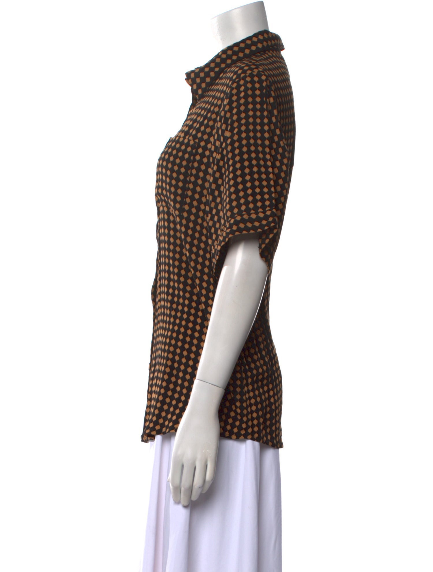 Dissh Printed Short Sleeve Button-Up Top