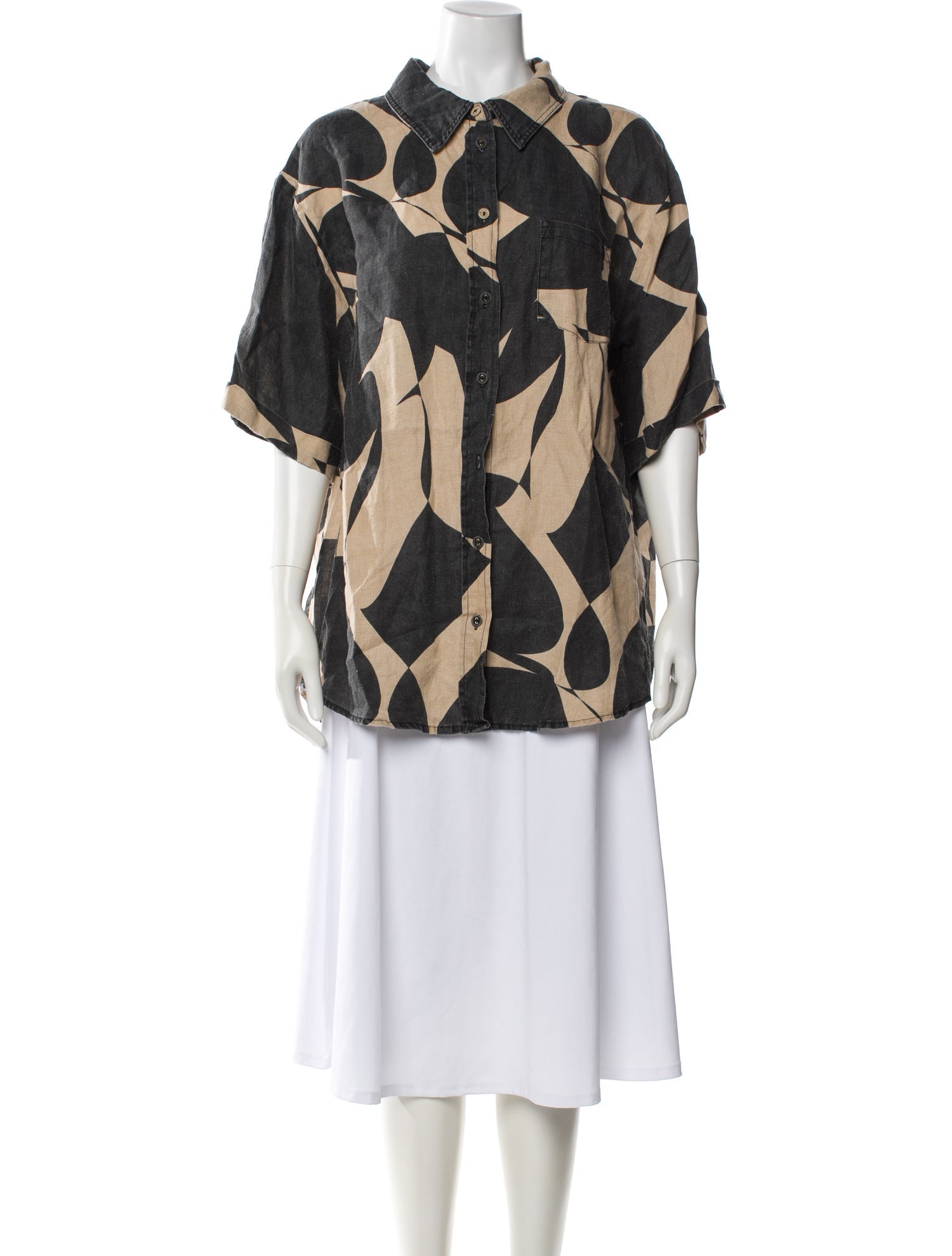 Dissh Linen Patterned Button-Up Top