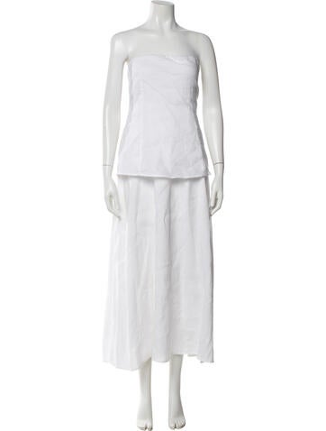 Pre-owned Dissh Linen Midi Length Dress In White