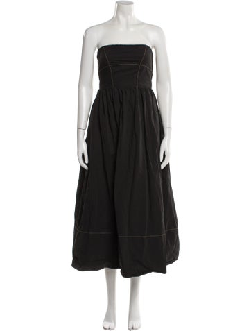 Pre-owned Dissh Strapless Midi Length Dress In Black
