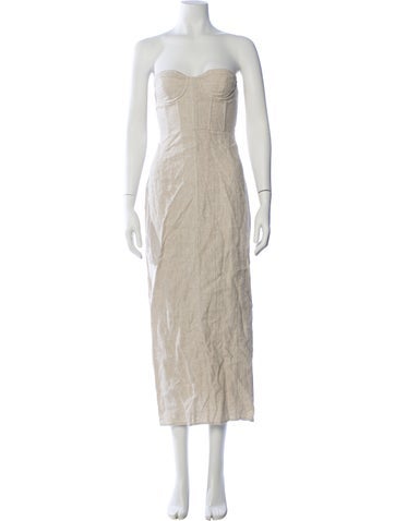 Pre-owned Dissh Linen Midi Length Dress In Neutral