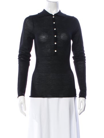 Pre-owned Dissh Merino Wool Long Sleeve Polo W/ Tags In Gray