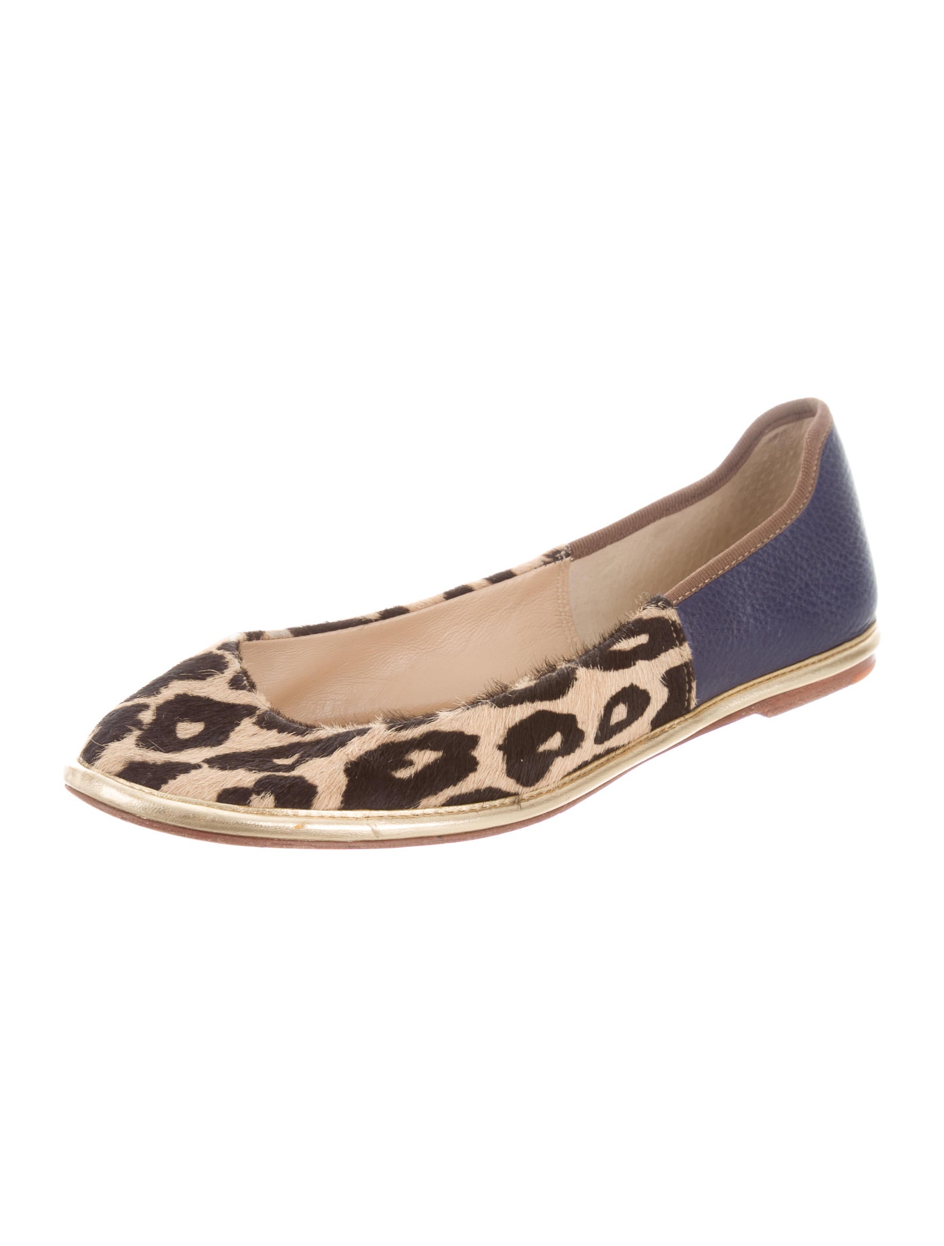 Diane von Furstenberg Round-Toe Leopard Print Flats