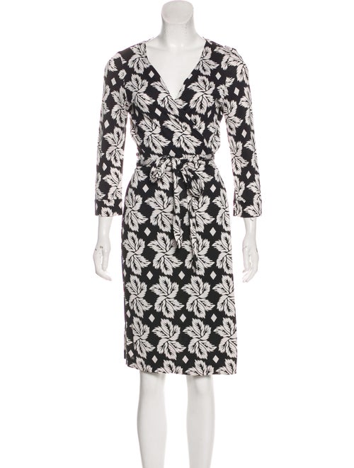Diane von Furstenberg Silk Printed Wrap Dress Blac