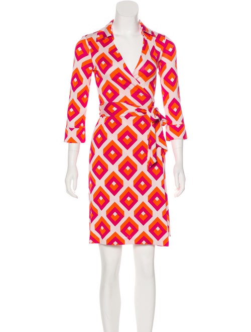 Diane von Furstenberg Printed Wrap Dress Orange
