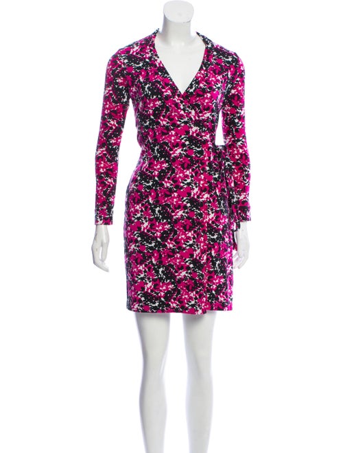 Diane von Furstenberg Printed Wrap Dress Magenta