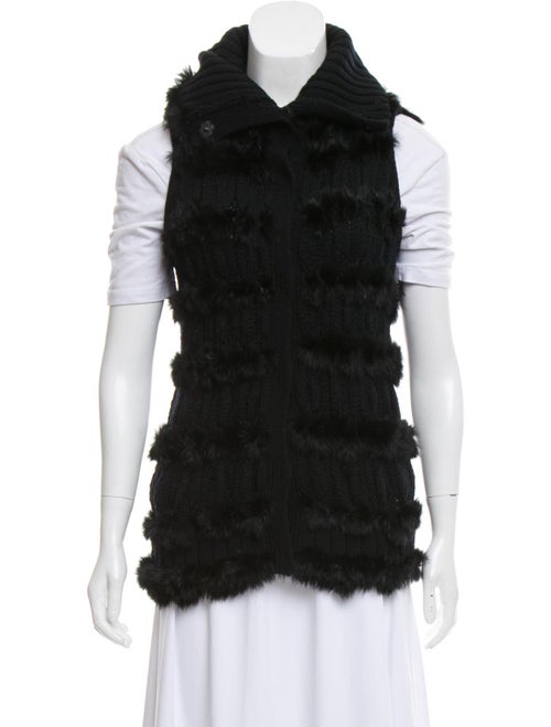 Diane von Furstenberg Fur-Trimmed Wool Vest Black