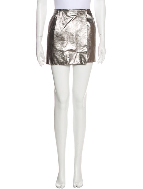 Diane von Furstenberg Leather Mini Skirt Metallic